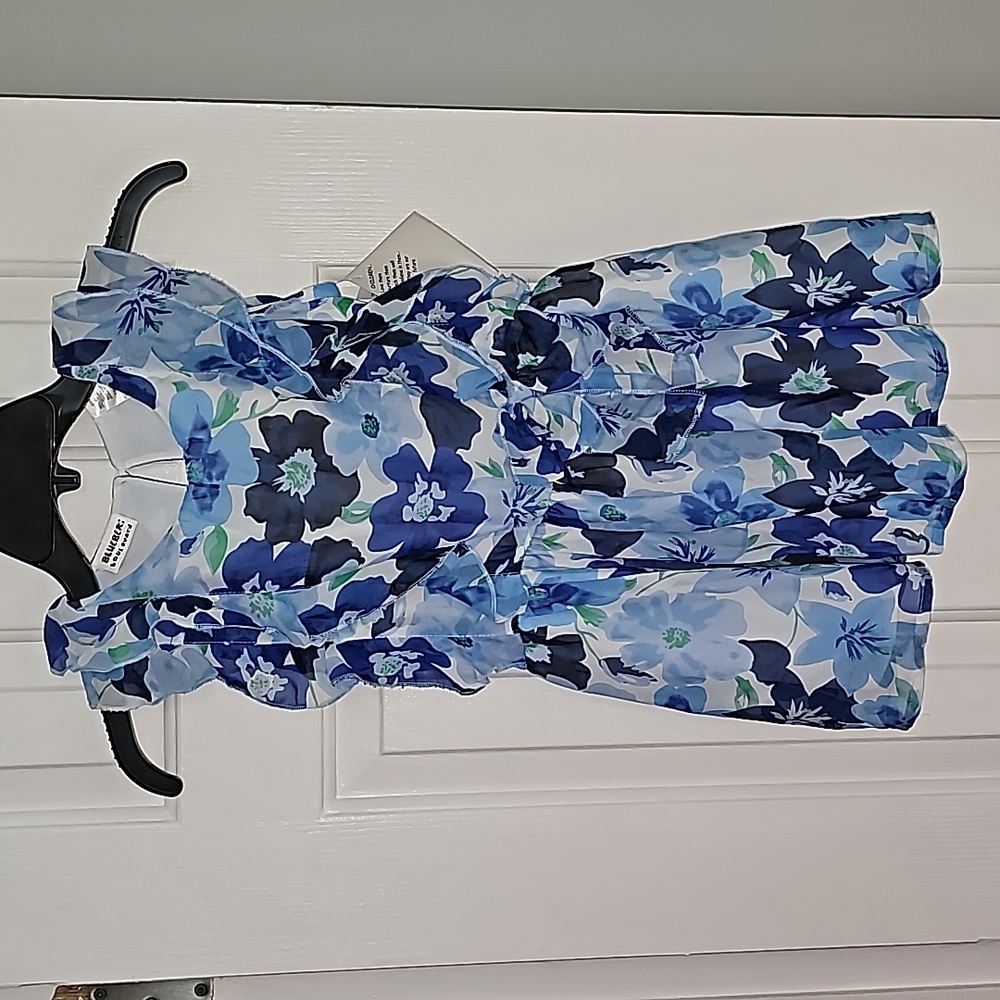 Blueberi Blvd Blue and White Floral Dress Kid Size 6 - Picture 2 of 12